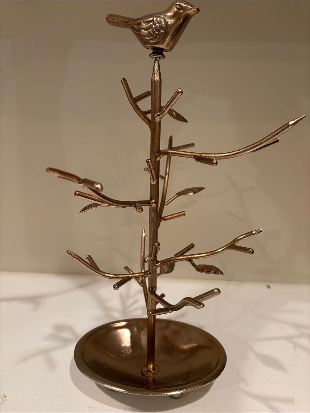 Decorative Bird Tree Jewelry Holder in Metallic Bronze